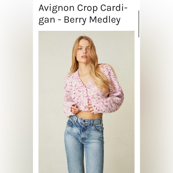 LoveShackFancy - Avignon Hand Painted Crop Cardigan | Berry Medley M - Picture 2 of 7